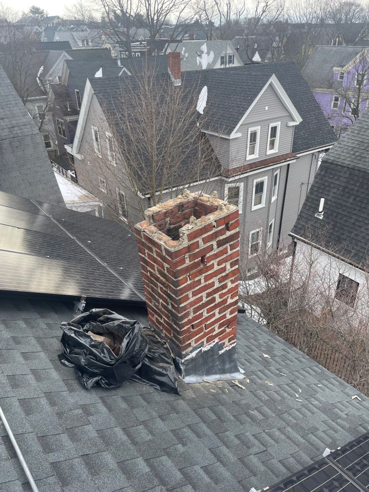 Chimney photos from restoration to new builds for All For U Roofing & Masonry in Boston, MA