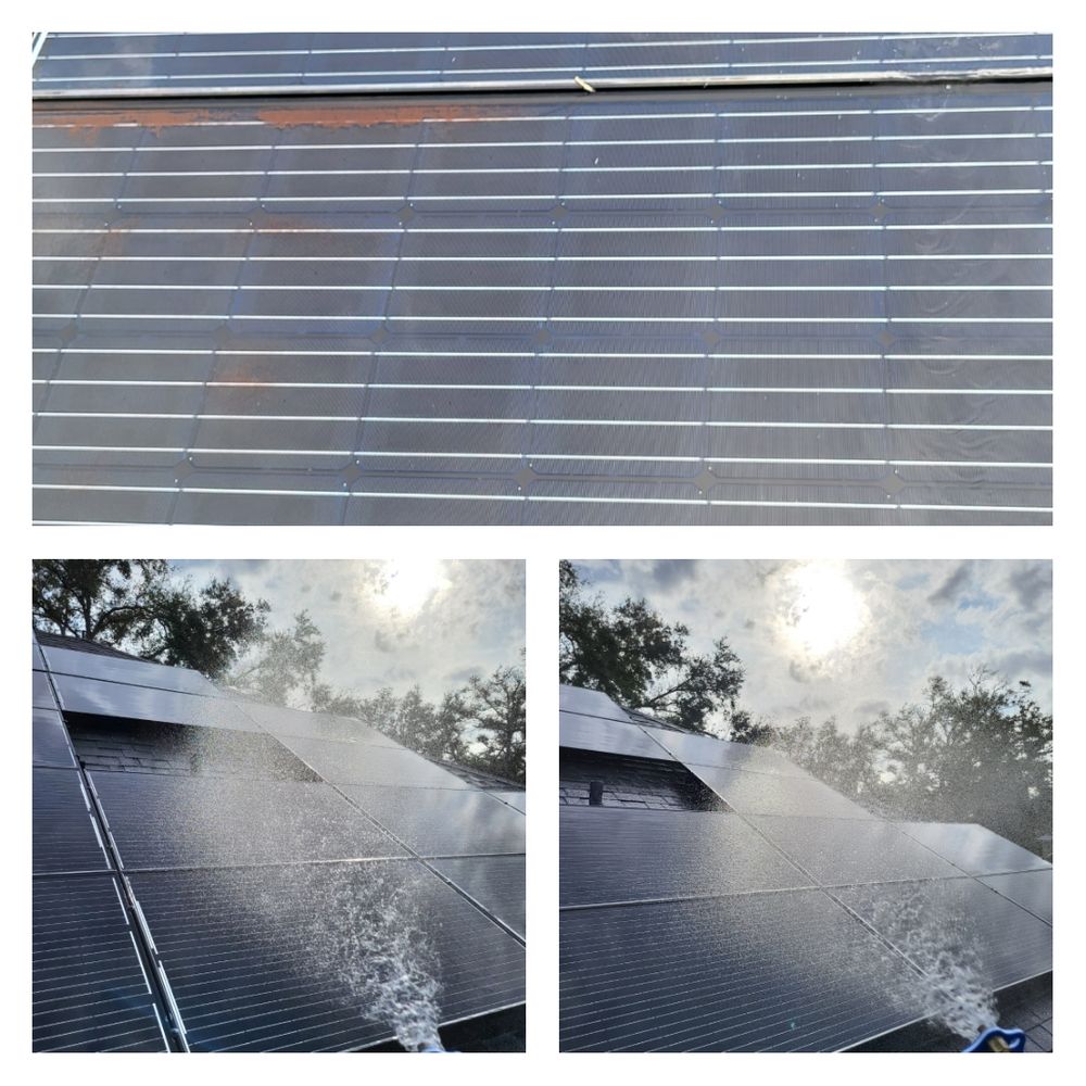 Our Solar Panel Cleaning service helps homeowners maximize energy efficiency by removing dirt, debris, and grime from their solar panels to ensure optimal performance and savings on electricity bills. for My Softwash Guys in North Port, FL