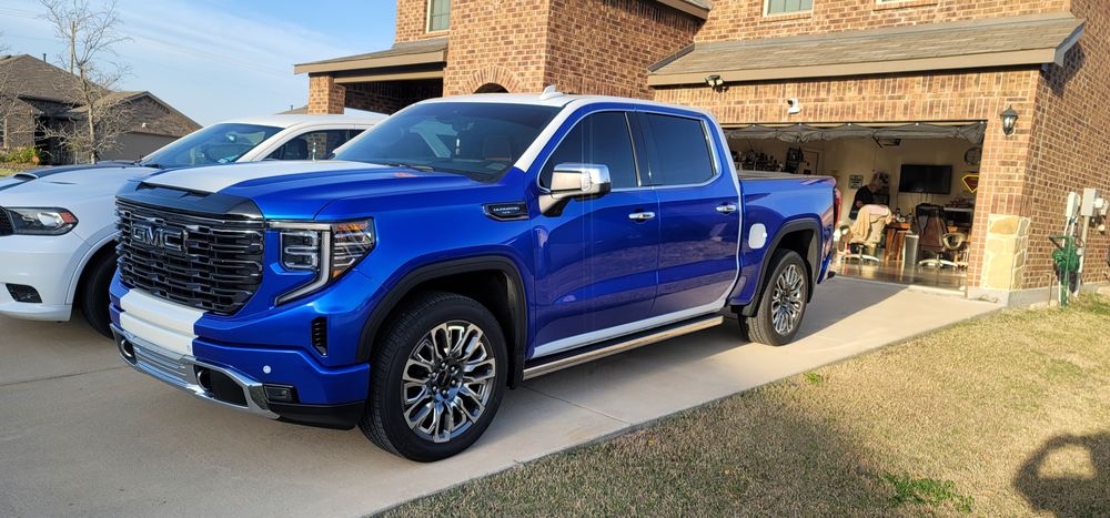 Blue and white GMC for DB WRAPS in Josephine, TX