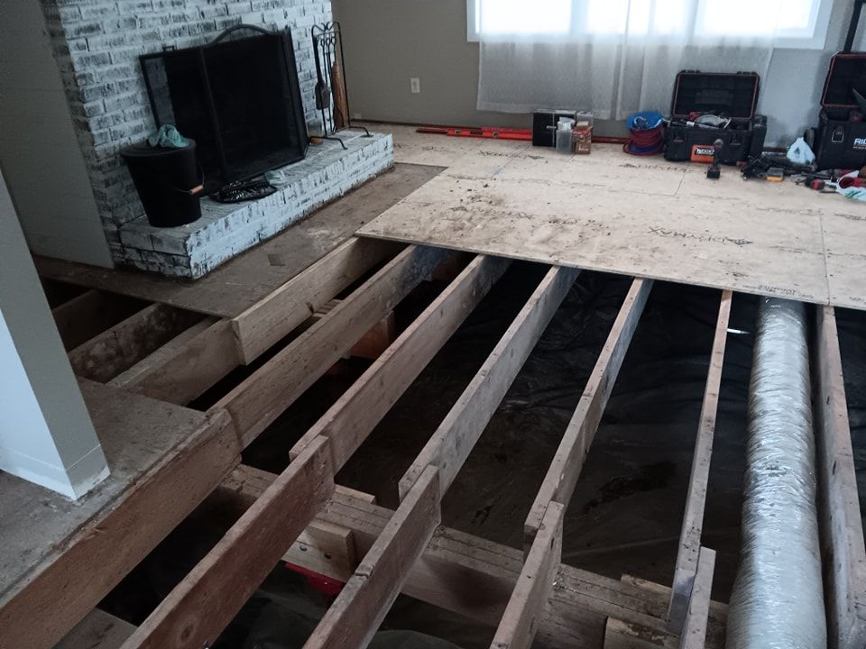 Subfloor repair and Beam Shoring for Dead Tree General Contracting in Carbondale, Illinois