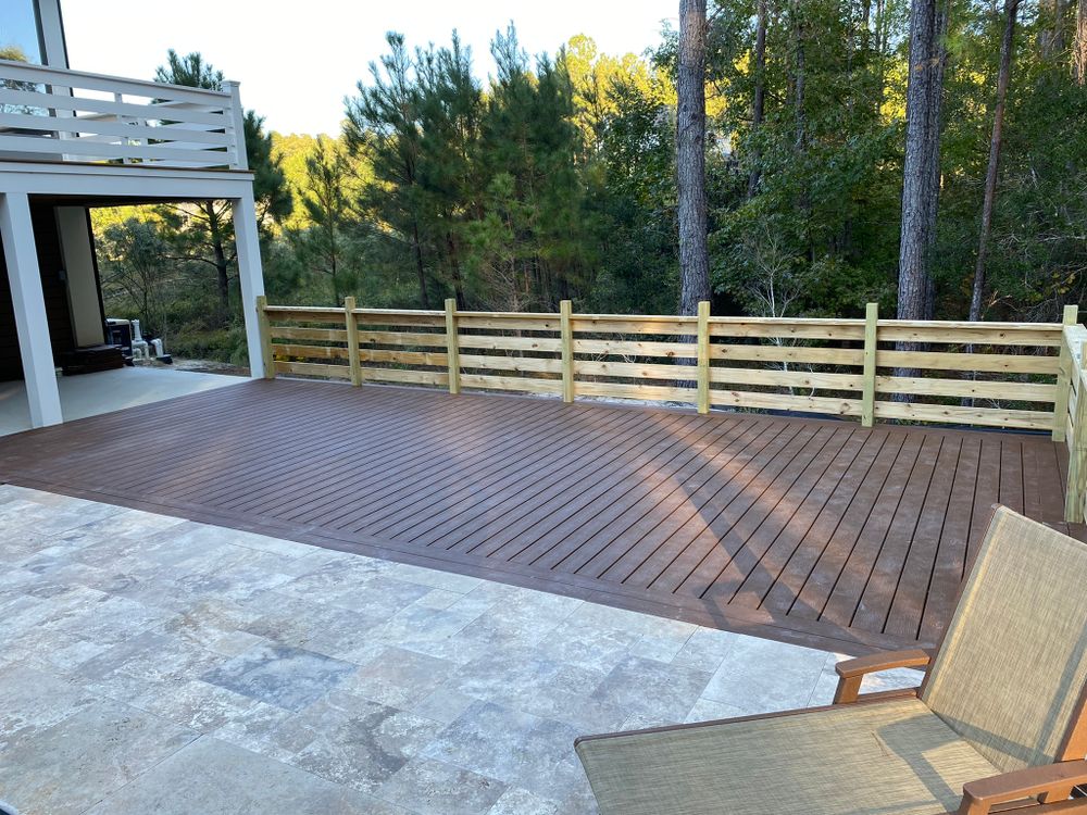 Our Deck & Patio Construction service offers homeowners the opportunity to enhance their outdoor living space with high-quality, custom-built decks and patios designed to fit their lifestyle and budget. for TLR Construction LLC in Summerville, SC