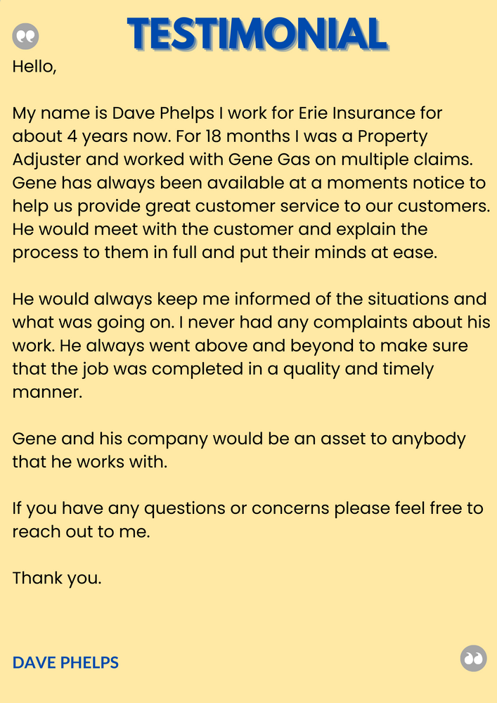 Customer Testimonials for EFG Cleaning and Restoration in Poughkeepsie, NY