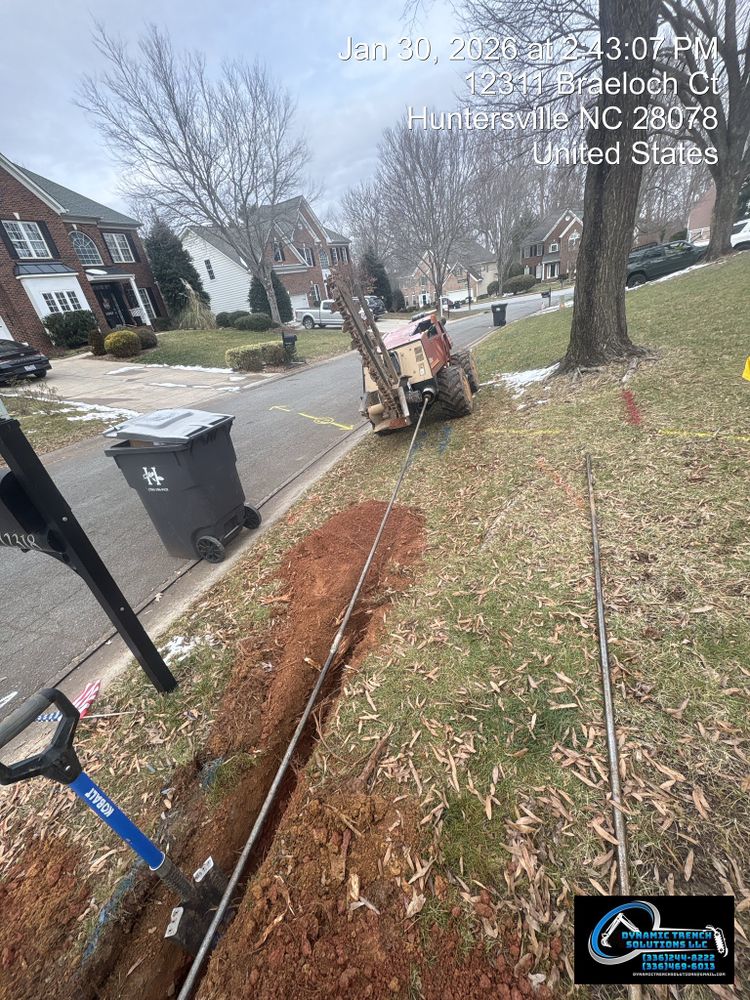 Our trenching and utilities installation service safely excavates precise trenches for water, sewer, gas, and electrical lines, ensuring dependable connections, code-compliant workmanship, minimal property disruption, and lasting performance. for Dynamic Trench Solutions LLC in Harmony, NC