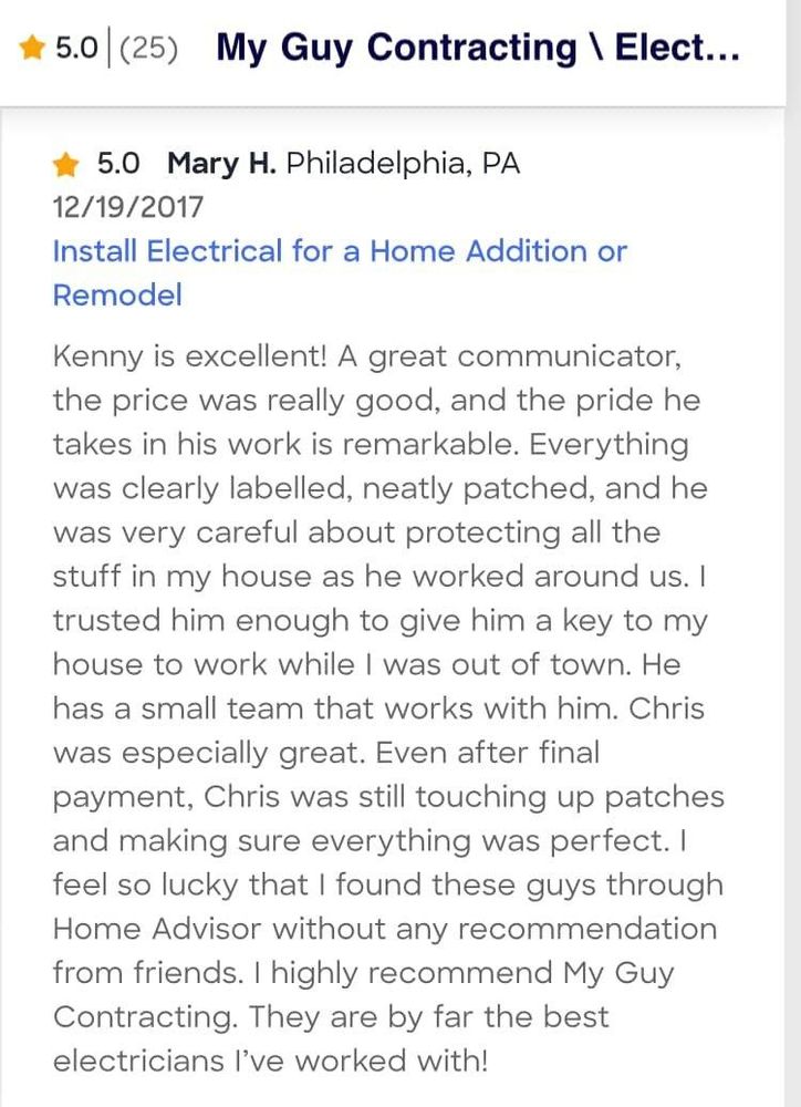 All Photos for My Guy Contracting/Electrical Remodeling LLC. in Philadelphia, PA