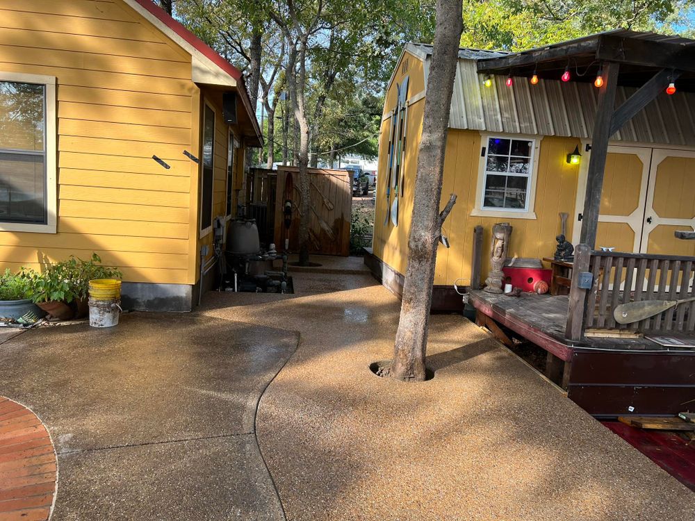 Enhance your outdoor spaces with our stamped concrete installation service, offering beautiful and durable surface solutions that mimic natural stone or brick, elevating your home's curb appeal effortlessly. for Javonnies Concrete Services LLC in Gun Barrel City, TX