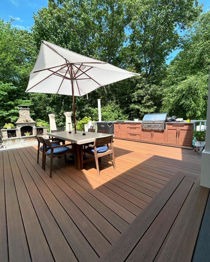 Our Deck and Patio Construction service creates beautiful, durable outdoor living spaces tailored to your home, enhancing comfort, functionality, and value with expert craftsmanship, quality materials, and attention to detail. for Melia Construction in Hingham, MA