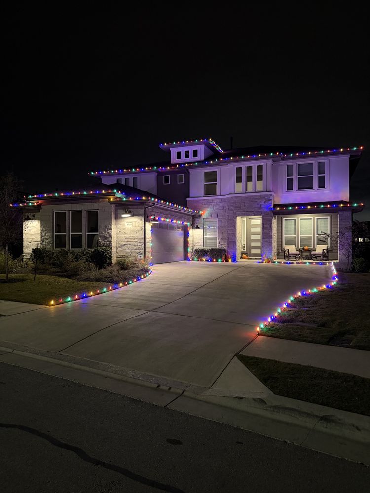 Brighten your home this season with our professional holiday light installation near me, offering customized designs and hassle-free setup to transform your landscape into a festive wonderland. for Green Pastures Lawn Care in Bastrop, TX