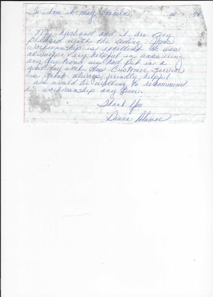 Testimonials Over the Years for Siding Doctor in Bonney Lake, WA