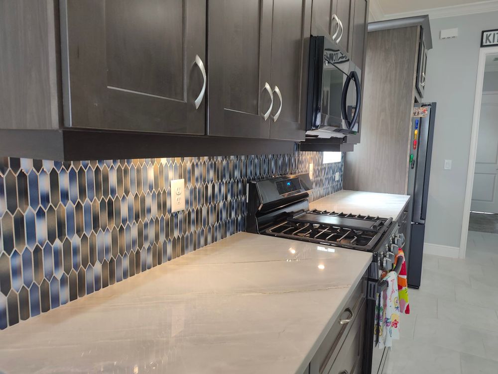 Kitchen Counter Tiling for Paul Dooley Stone and Tile Art in Orlando, FL