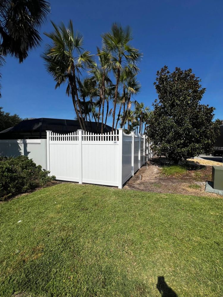 Enhance your home's exterior with our durable vinyl fencing services, offering style and privacy without the maintenance hassle. Complement your outdoor flooring seamlessly for a cohesive and welcoming space. for Browne’s Yard Creations in Fruitland Park, FL
