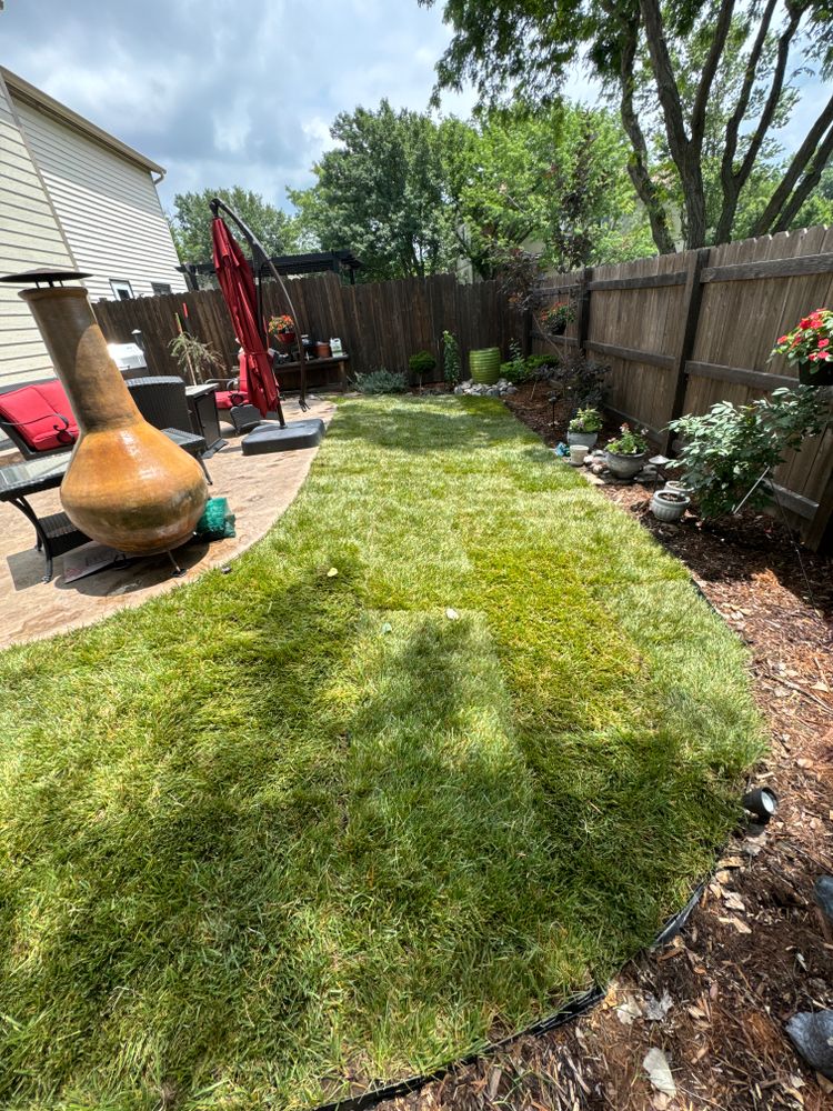 Our Sodding service offers a quick and efficient solution for homeowners looking to enhance their lawn instantly with fresh, healthy grass rolls that are professionally installed for immediate beauty. for FreshScapesPro in Wichita,  KS