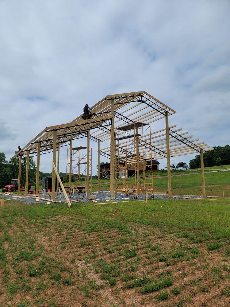 Steel Truss Pole Barns for Platinum Outdoor Services LLC in Conover, NC