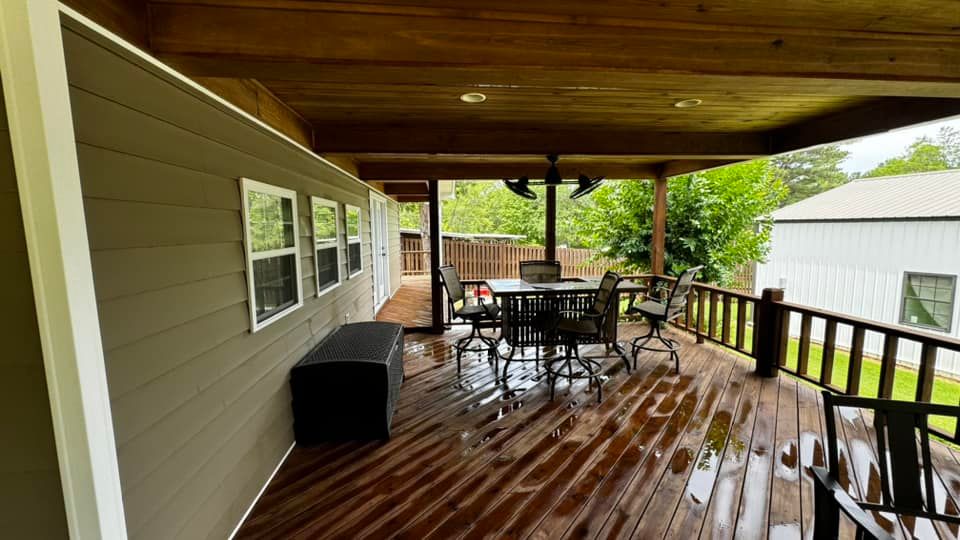 Our Deck & Patio Cleaning service restores the beauty of your outdoor spaces by efficiently removing dirt, grime, mold, and mildew using high-pressure washing techniques. Enhance your home's aesthetic appeal today! for FunderFlow Commercial and Residential Pressure Washing Inc in Tupelo, MS