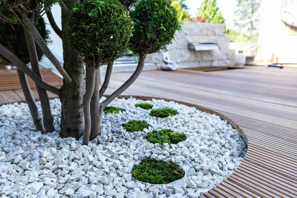 Enhance your landscape with our Rock Bed Installation service, creating clean, low-maintenance beds that improve curb appeal. We also offer mulch delivery and installation for a complete, polished outdoor look. for Green Stripes LLC in North Canton, OH