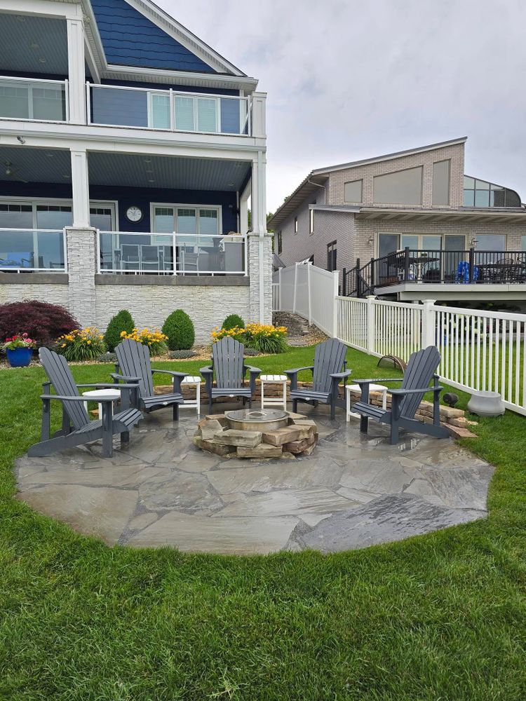 Transform your outdoor space with our expert Patio Design & Construction service. We create beautiful, functional patios tailored to your style and needs, ensuring a seamless blend with your landscape. for Michiana Boulders Landscaping & Excavating in Union, MI