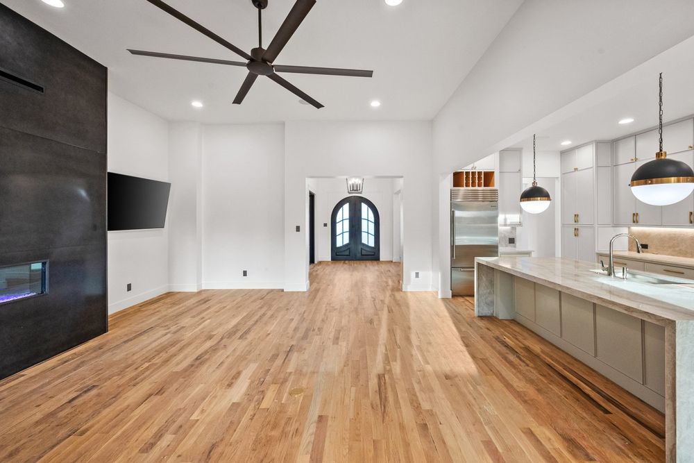 Our expert solid wood installations start with a proper sub-floor and include an on-site finishing process with custom staining and scraping options. for First Place Flooring, LLC in Brock, TX