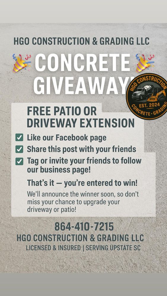 Concrete for HGO Construction & Grading LLC in Spartanburg, SC