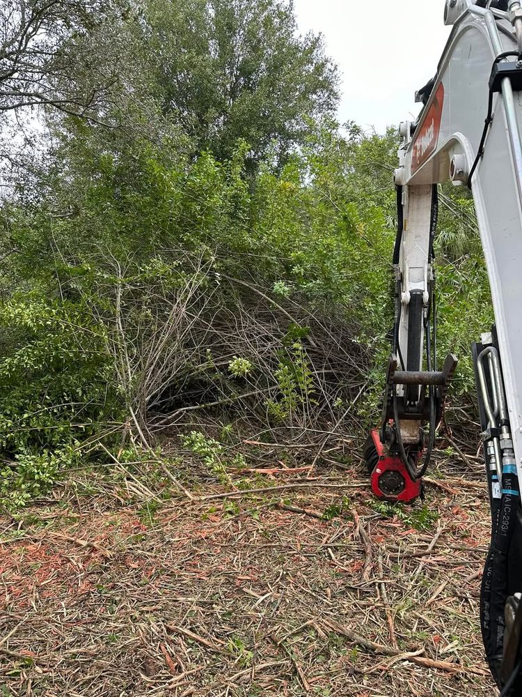 Our Forestry Mulching service efficiently clears overgrown land, turning unwanted vegetation into beneficial mulch. Ideal for site preparation and enhancing landscape health, this eco-friendly solution preserves topsoil and boosts property aesthetics. for Windspirit Land Services in Hillsborough County, FL