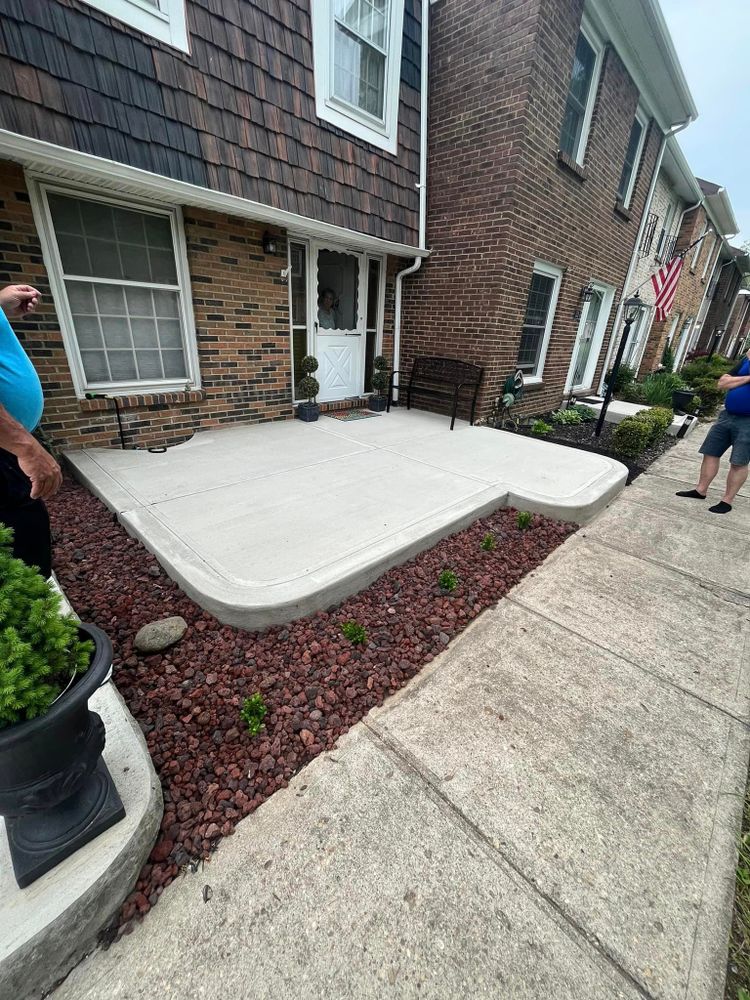 Our Stamped Concrete Installation service offers homeowners a cost-effective way to transform their outdoor spaces with beautiful and durable concrete designs that mimic high-end materials like brick, stone, or slate. for Mid Ohio Concrete in Pickerington, OH