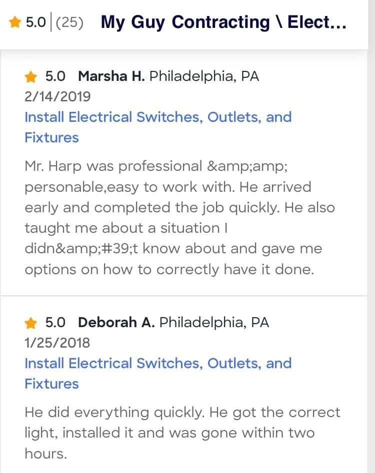 All Photos for My Guy Contracting/Electrical Remodeling LLC. in Philadelphia, PA