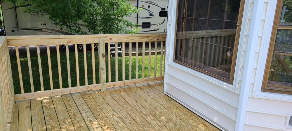 Transform your outdoor living space with our expert Deck & Patio Installation service. Our skilled team will create a beautiful and functional area for relaxing, entertaining, and enjoying the great outdoors. for Lynchburg King's Construction in Lynchburg, VA