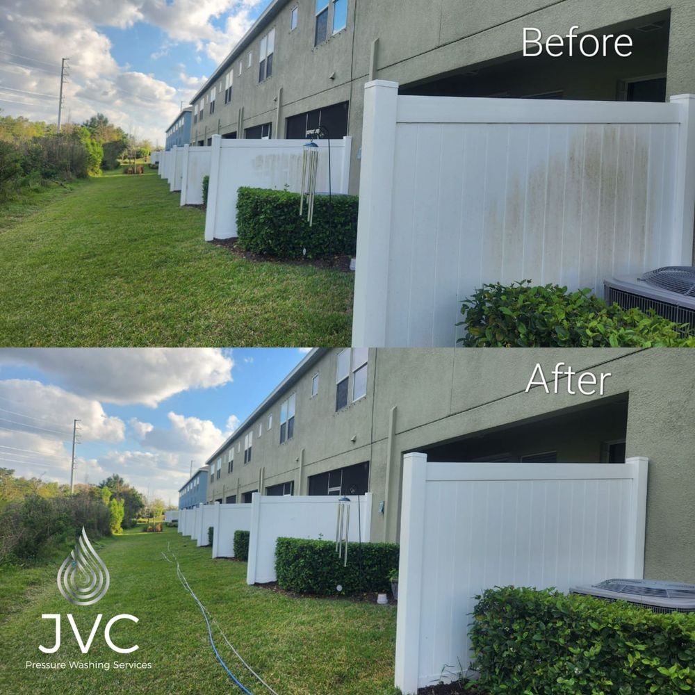We offer professional fence washing services to keep your outdoor fences looking like new and free from dirt, grime, and mildew. for JVC Pressure Washing Services in Tampa, FL