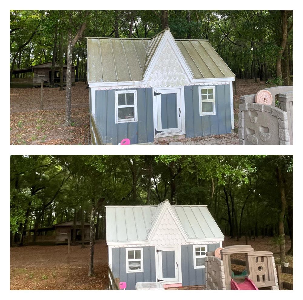 Our professional Roof Cleaning service helps homeowners maintain a clean and well-maintained roof, enhancing the beauty and longevity of their home while preventing damage caused by mold, algae, and debris. for Panhandle Exterior Pros LLC in Milton, FL