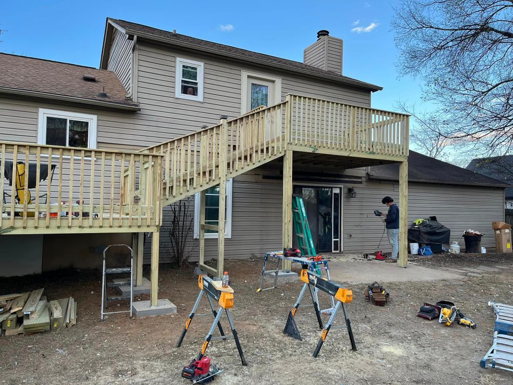 Transform your outdoor living space with our expert Deck & Patio Installation service. Our skilled team will create a beautiful and functional area for relaxing, entertaining, and enjoying the great outdoors. for Judd Builders in Gatlinburg, TN