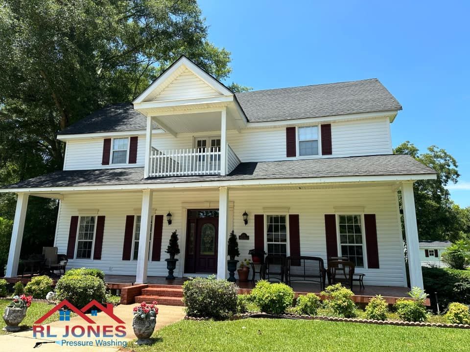 Our House Washing service effectively and safely removes dirt, grime, mold, and mildew from the exterior of your home using a combination of high-pressure washing and gentle soft washing techniques. for RL Jones Pressure Washing  in    Monroeville, AL