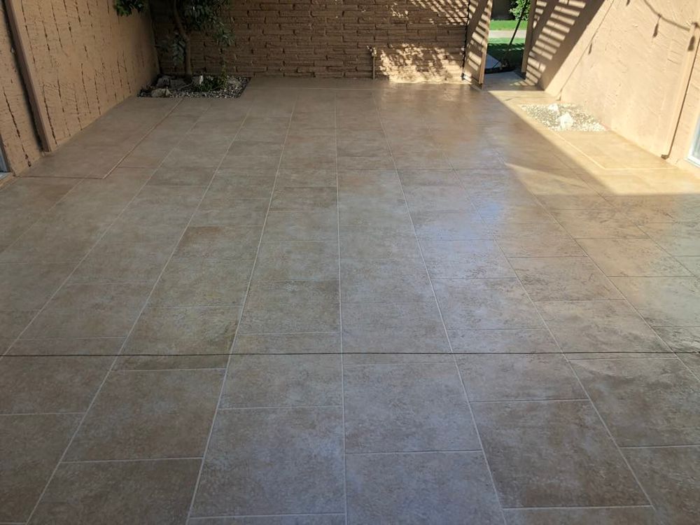 Staggered tile design concrete overlay  for Surface FX in La Quinta, CA