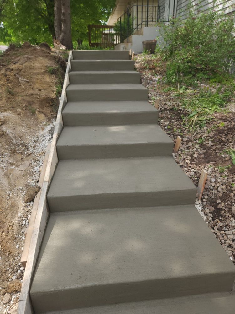 Our Stair Design & Installation service offers homeowners the opportunity to enhance their property with durable and stylish concrete stairs, expertly crafted to elevate the aesthetics and functionality of their home. for J's Concrete in Houston County, MN