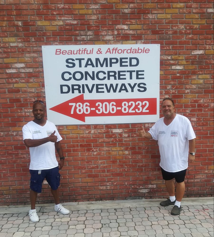 Beautiful and Affordable Stamped Concrete by Castilla Concrete Finish Design Corp team in Sunrise, FL - people or person