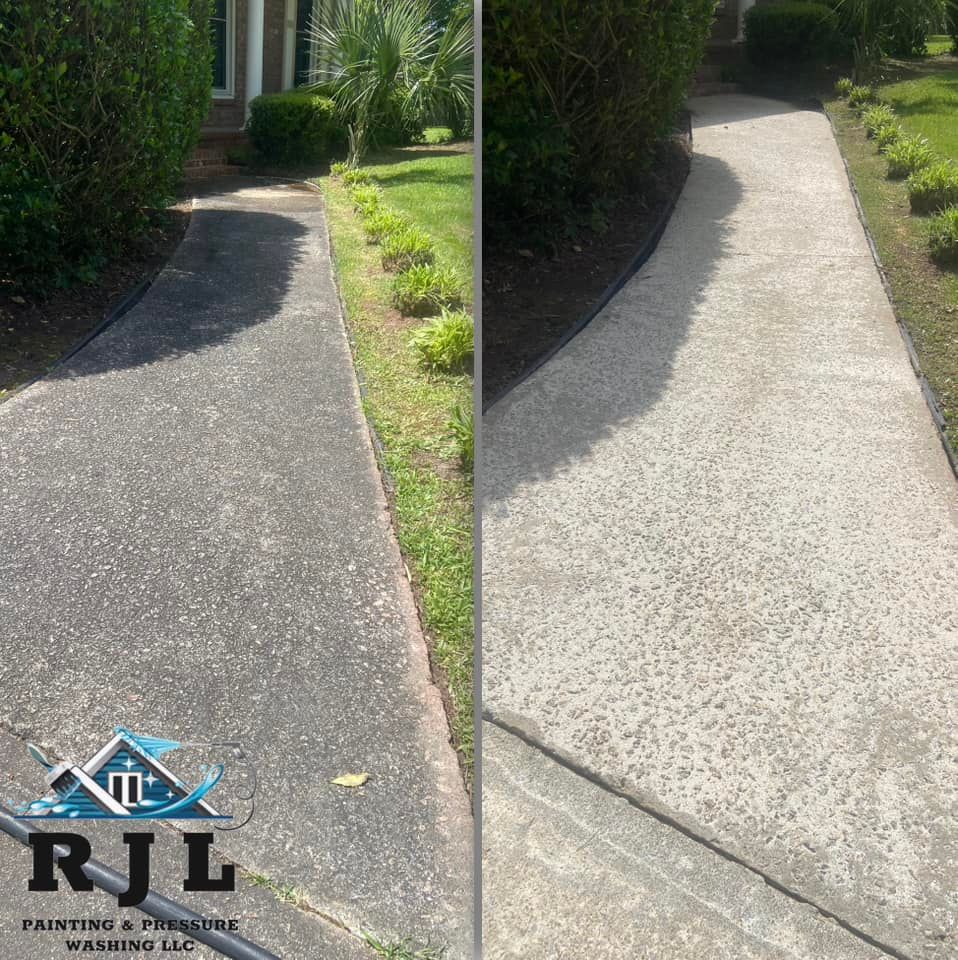 Our Concrete Cleaning service restores the appearance of your driveway, patio, or walkway by removing dirt, stains, and grime to enhance your home's overall aesthetic. for RJL Painting & Pressure Washing LLC in Charleston, SC