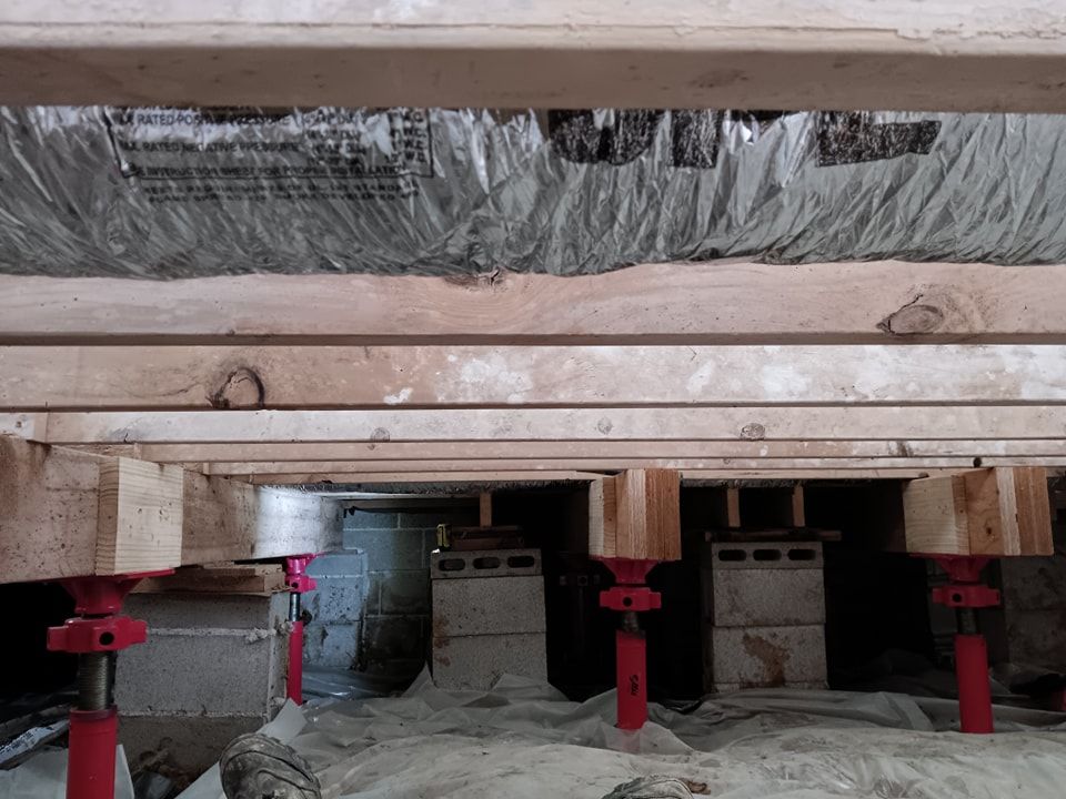 Subfloor repair and Beam Shoring for Dead Tree General Contracting in Carbondale, Illinois