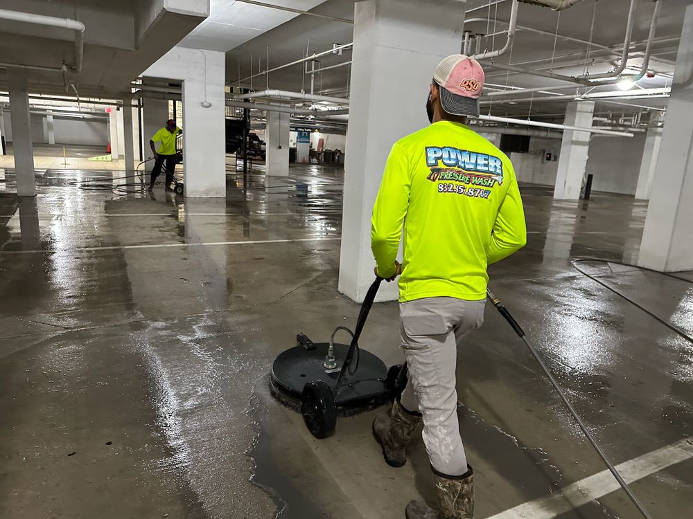 Our Parking Garage Maintenance service includes regular cleaning, pressure washing, and maintenance to ensure a clean and well-maintained parking area for your home. Improve curb appeal and prolong the life of your garage. for Power Pressure Wash in Houston, TX