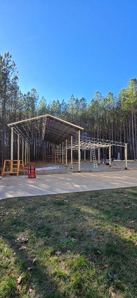 Steel Truss Pole Barns for Platinum Outdoor Services LLC in Conover, NC