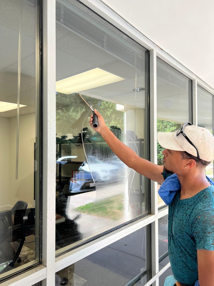 Window Cleaning is a service we offer to clean your windows inside and out. We use ladders and squeegees to clean the glass, sills, and frames. We also use a brush to clean the screens. for Under Pressure: Pressure Washing Service in Raleigh, NC