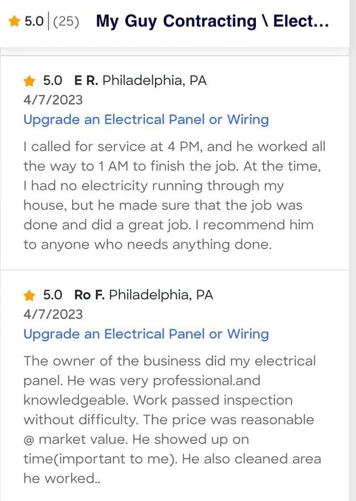 All Photos for My Guy Contracting/Electrical Remodeling LLC. in Philadelphia, PA