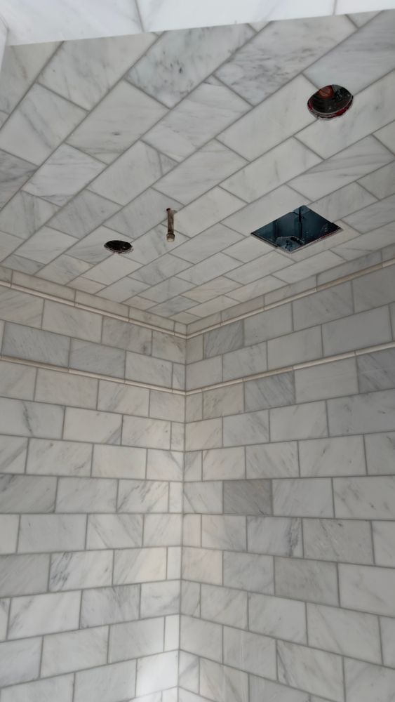 Complete shower installation including pan liner, mud bed, and waterproofing. for Alpha Tiles LLC in Atlanta, GA