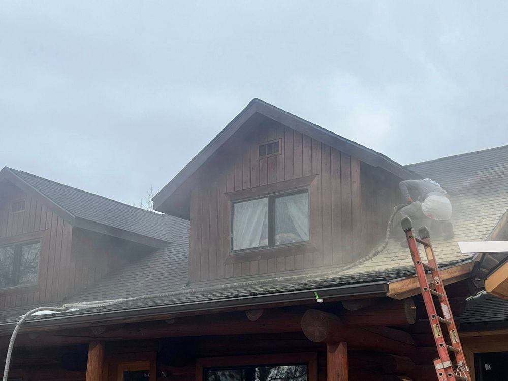 Our Media Blasting service efficiently removes old finishes and contaminants from log homes, enhancing their appearance and preparing the surface for treatment, ensuring durability while preserving the natural beauty of your home. for True Blue Logworks LLC in Corvallis, MT