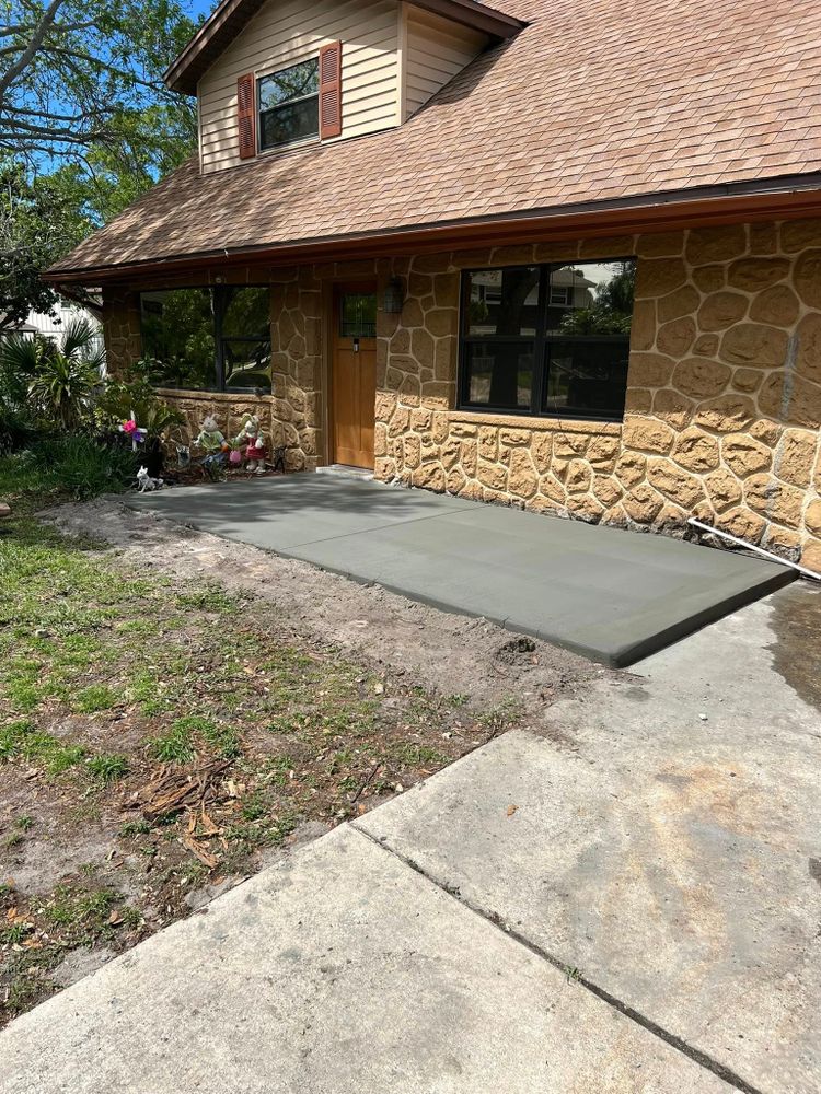 Transform your outdoor space with our expert Patio Design & Installation service. We create durable, beautiful concrete patios tailored to your style and needs, enhancing both functionality and aesthetics for your home. for Combat Concrete LLC in St. Petersburg, FL
