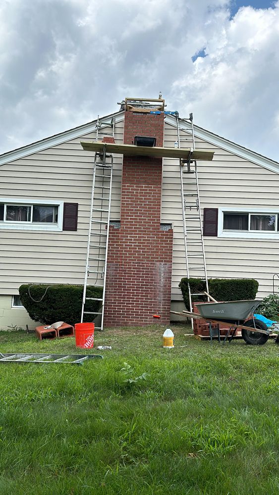 Chimney photos from restoration to new builds for All For U Roofing & Masonry in Boston, MA