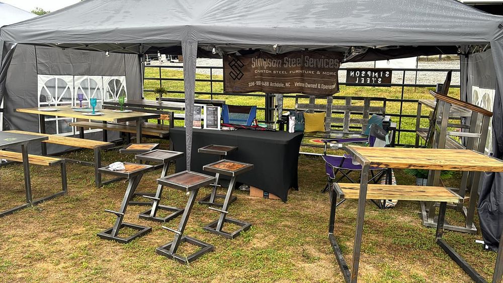 Transform your outdoor spaces with our custom-made, durable outdoor furniture. Our skilled welders craft beautiful, functional pieces tailored to enhance your home's exterior while standing up to the elements. for Simpson Steel Services LLC in Archdale, NC