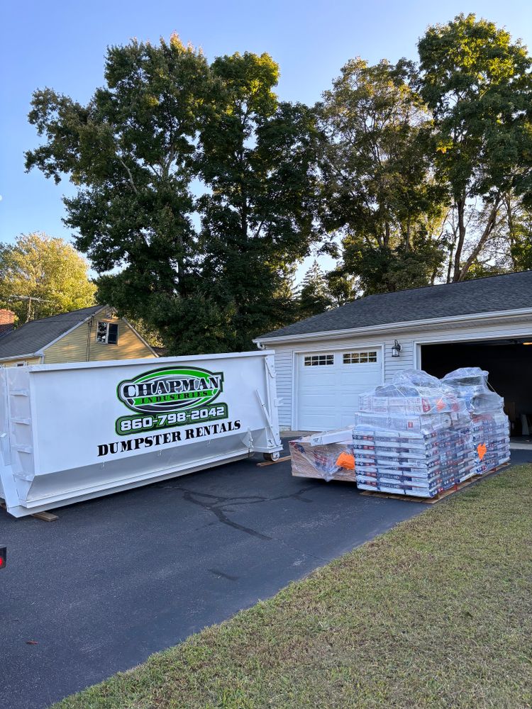 Our Fifteen Yard Dumpster Rental is perfect for homeowners tackling small to medium projects, offering convenient and efficient debris removal with easy loading, excellent service, and a compact size ideal for tight spaces. for Chapman Industries LLC in Ellington, CT
