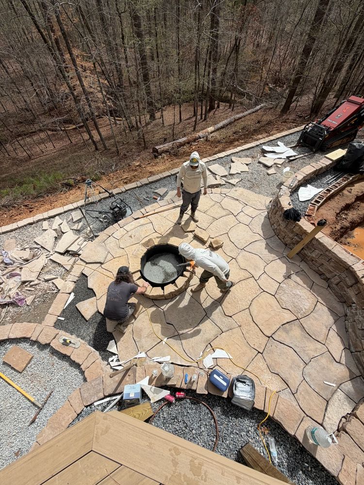 Our Hardscape Patios service combines expert design and precise excavation to create beautiful, durable outdoor spaces that enhance your home’s aesthetic and provide a perfect setting for relaxation or entertaining. for Clarks Hill Property Solutions in McCormick, SC
