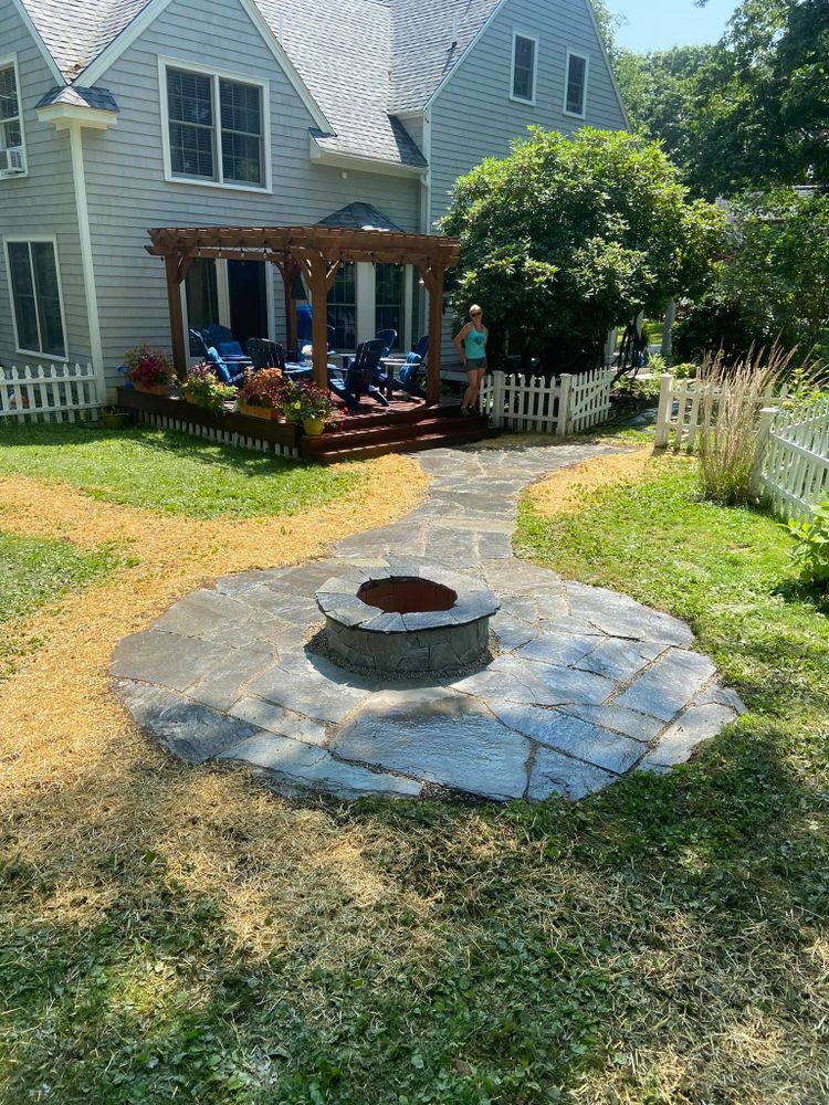 Enhance your outdoor space with our expert patio design & construction services. Our skilled team transforms ideas into stunning, durable patios that complement your home’s aesthetic and boost property value. for Organic Innovations Stonework and Design in Brunswick, ME