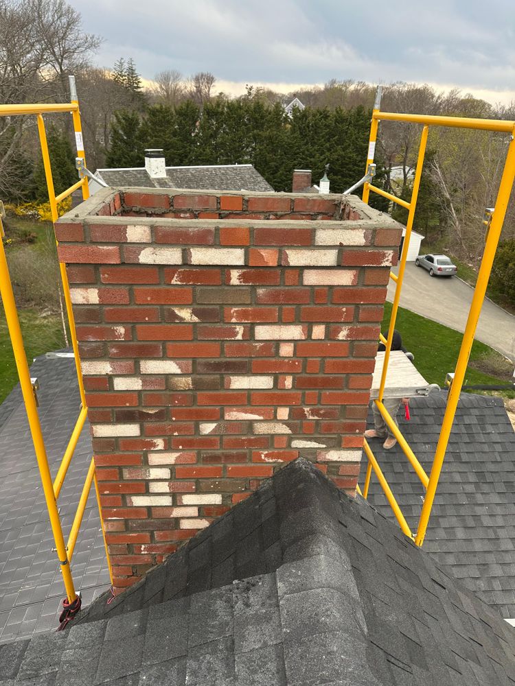 Chimney photos from restoration to new builds for All For U Roofing & Masonry in Boston, MA