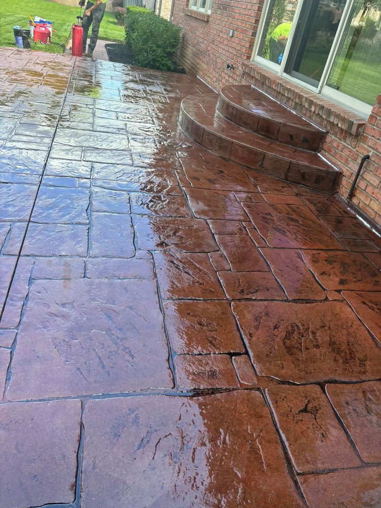 Transform your outdoor spaces with our expert stamped concrete installation. Achieve stunning, durable surfaces that mimic natural materials, enhancing your home's aesthetic appeal and value in every detail of your new construction. for Crown Construction in Armada, MI