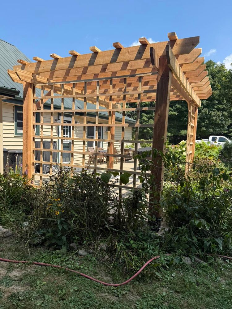 Our pergola service designs, builds, and repairs beautiful outdoor structures that add shade, style, and value to your home. We create durable, customized pergolas tailored to your space and needs. for Just In Time Handyman in Kokomo, IN