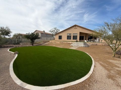 Transform your outdoor space with our expert landscape installation service, ensuring beautiful and functional designs. We carefully select high-quality materials to enhance your property's curb appeal and create a lasting impression. for Ruiz Patio Designs in Phoenix, AZ